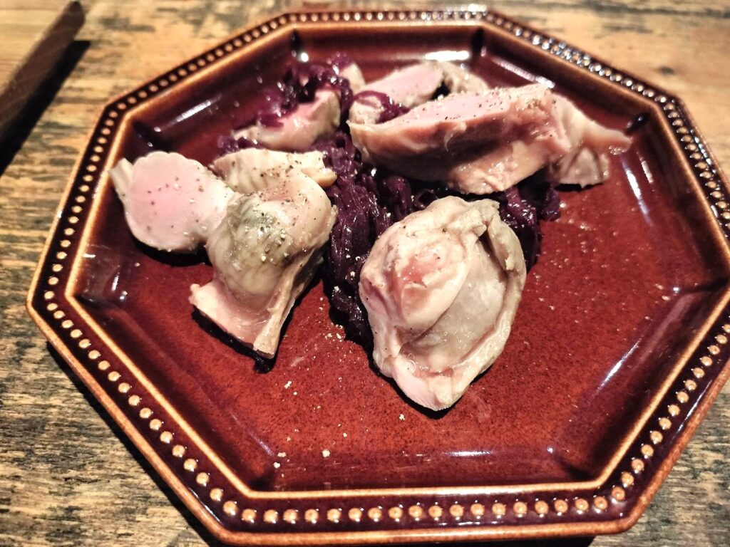 鶏砂肝のコンフィ（730円）